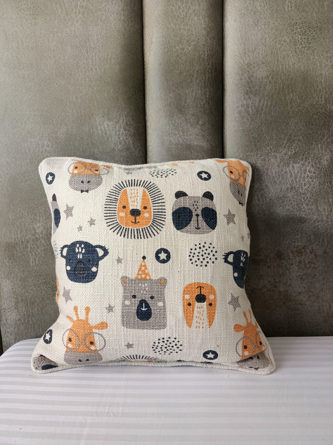 Kids - Animals : Blue & Yellow Printed Cushion Cover
